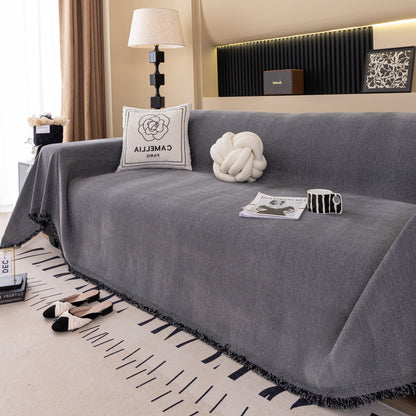 Solid Color Chenille Sofa Cover Blanket Furniture Covers for Sofas and Loveseats