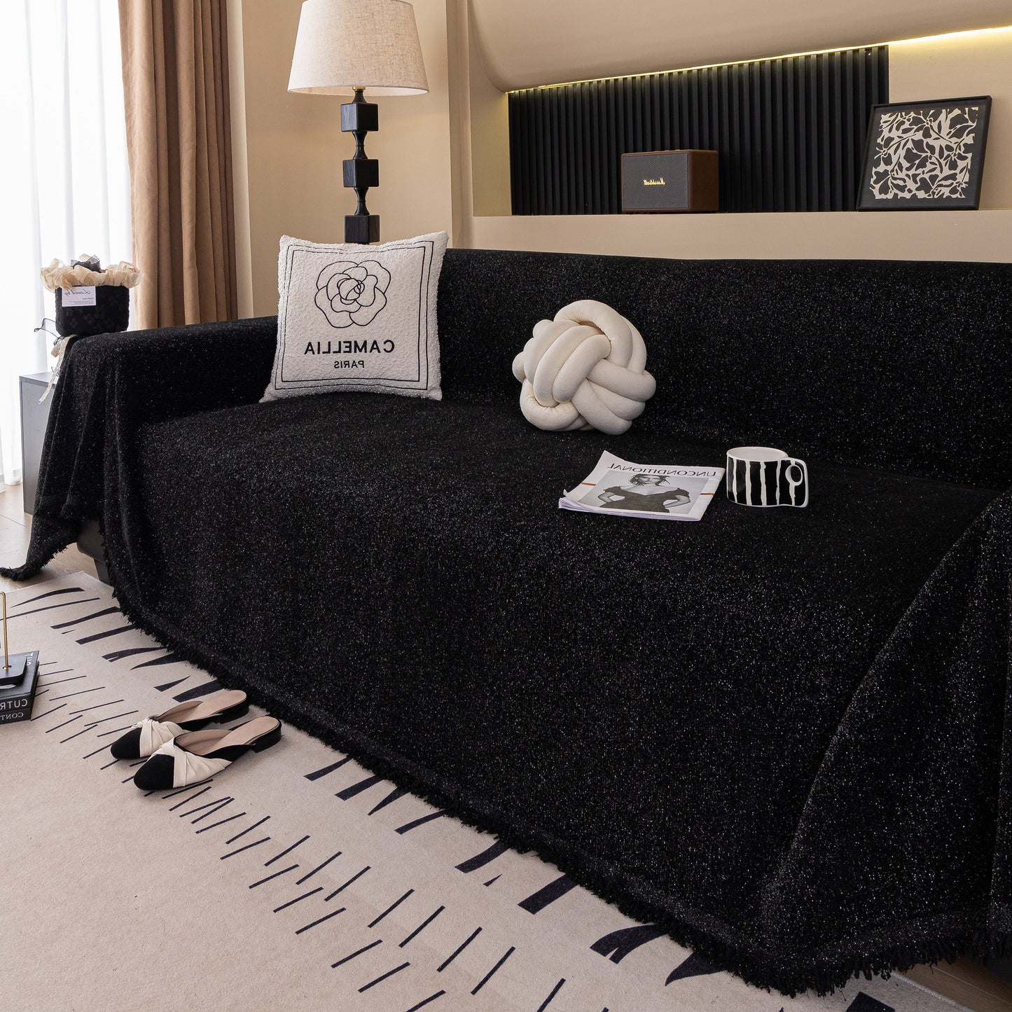 Solid Color Chenille Sofa Cover Blanket Furniture Covers for Sofas and Loveseats