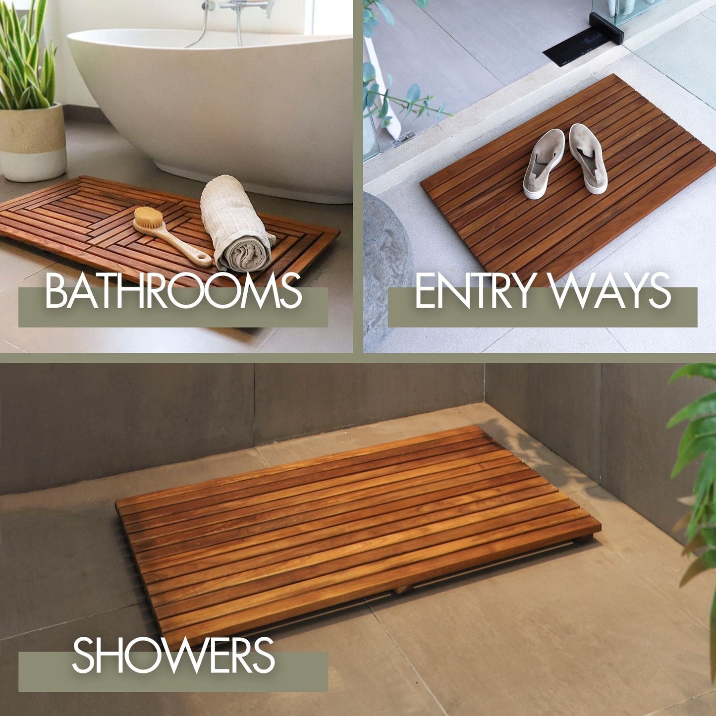 Redfish Oiled Teak Shower and Bath Mat 19.6″ x 19.6″