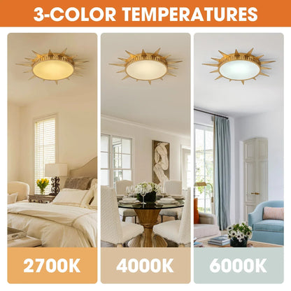 25 Inch Dana Vintage Golden Sunburst Flush Mount LED Light, view 7