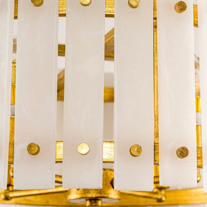 4-Light Modern Drum Marble Semi Flush Mount Ceiling Light