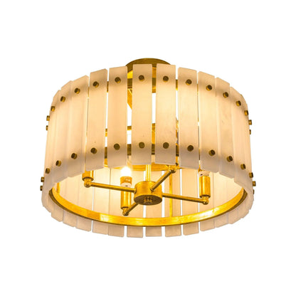 4-Light Modern Drum Marble Semi Flush Mount Ceiling Light