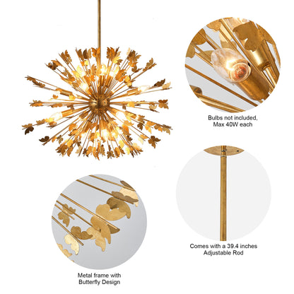 35 Inch Lydia 14-Light Golden Chandelier