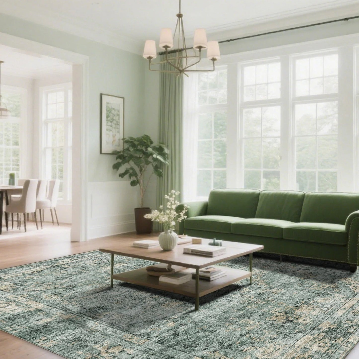 7ft x 5ft Vintage Indoor Non-Slip Washable Large  Area Rugs for Bedroom Living Room