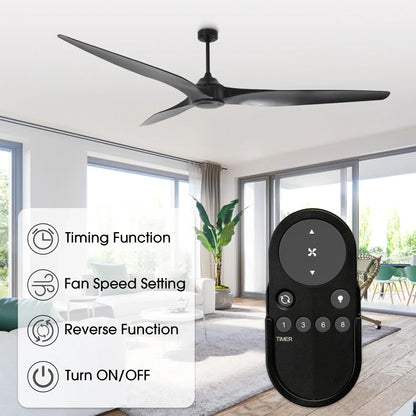 100 Inch Simon Black IP44 Outdoor Downrod Mount Ceiling Fan with Remote Control