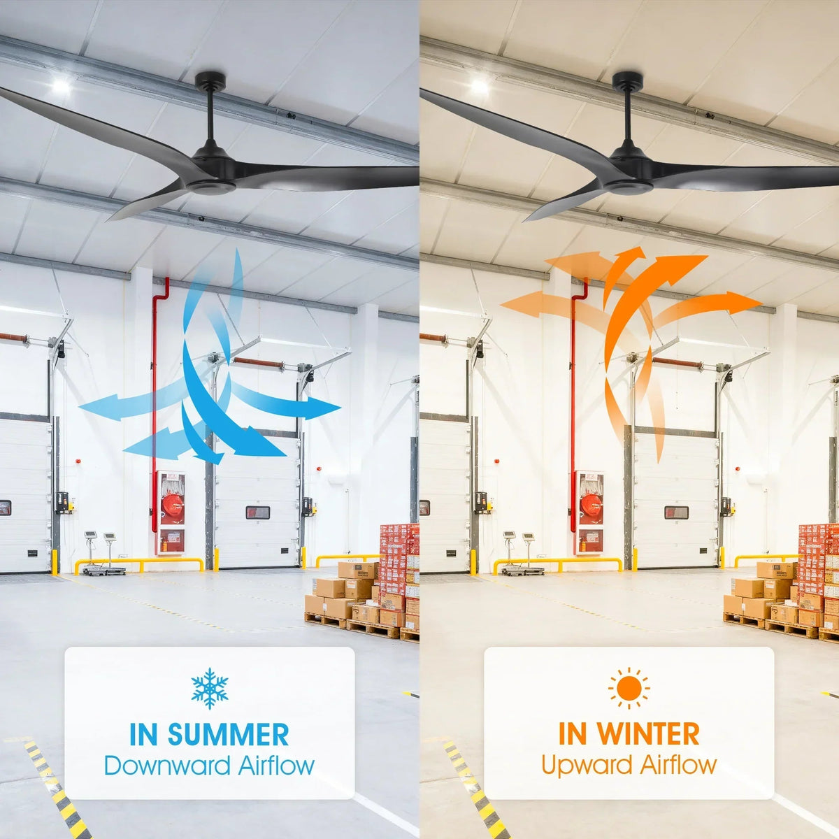 100 Inch Simon Black IP44 Outdoor Downrod Mount Ceiling Fan with Remote Control