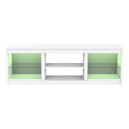 Modern 66" LED TV Stand with 23" Insert Electric Fireplace for Living Room