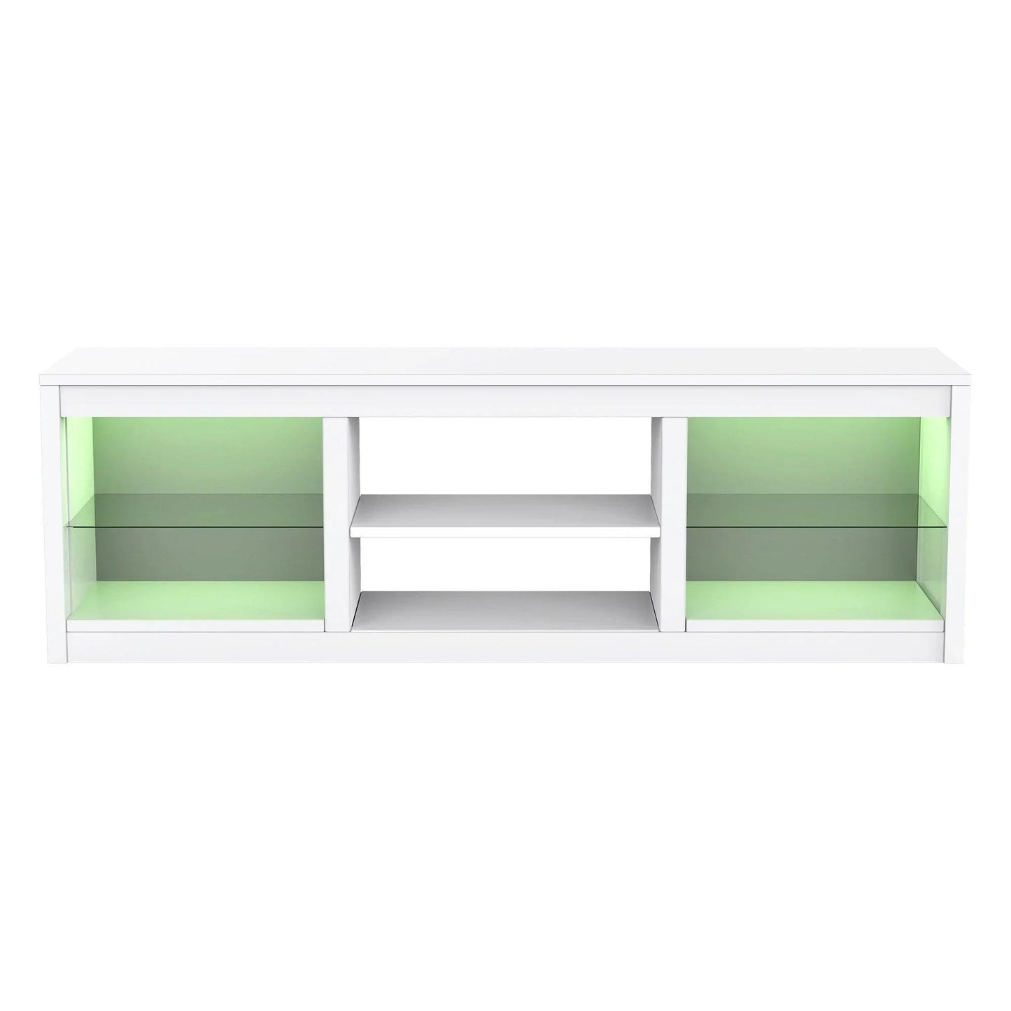 66" Modern LED TV Stand Entertainment Center with Glass Shelves for Living Room