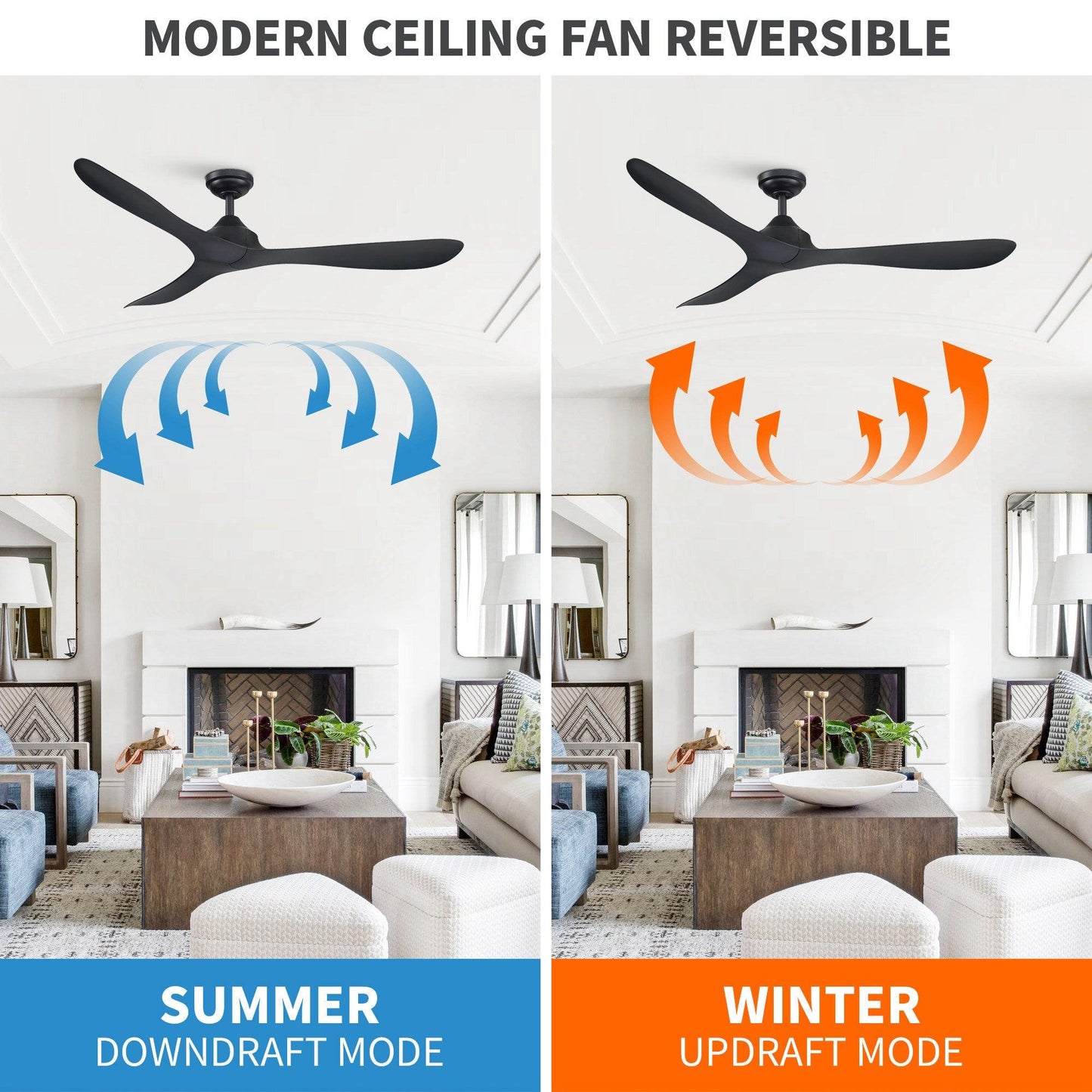 56" Eon Modern Reversible Ceiling Fan With Remote Control