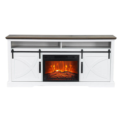 68" Farmhouse TV Stand with 23" Insert Opening Electric Fireplace