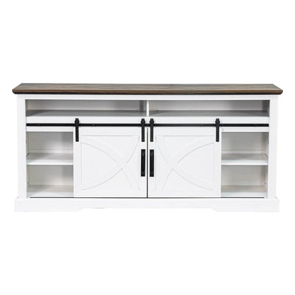 68" Farmhouse TV Stand with 23" Insert Opening Electric Fireplace