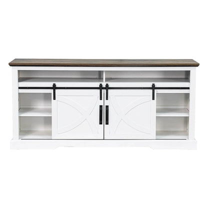 68" Farmhouse TV Stand with 23" Insert Opening Electric Fireplace