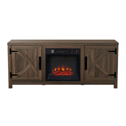 Modern White Electric Fireplace TV Stand For 58 Inch TV Storage Cabinet For Living Room