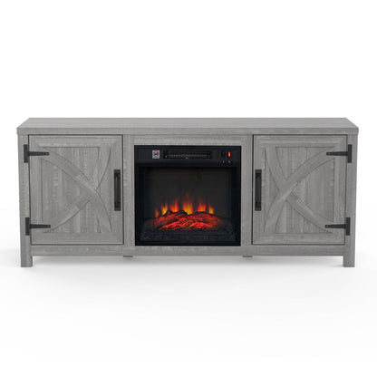 Modern White Electric Fireplace TV Stand For 58 Inch TV Storage Cabinet For Living Room