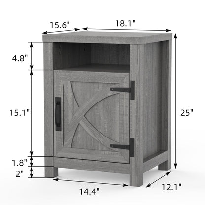 18" Solid Wood Farmhouse Nightstand for Bedroom in Brown or Grey or White