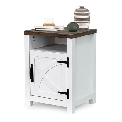 18" Solid Wood Farmhouse Nightstand for Bedroom in Brown or Grey or White