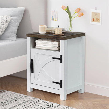 18" Solid Wood Farmhouse Nightstand for Bedroom in Brown or Grey or White