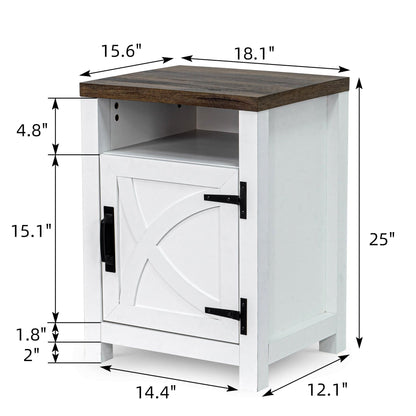 18" Solid Wood Farmhouse Nightstand for Bedroom in Brown or Grey or White