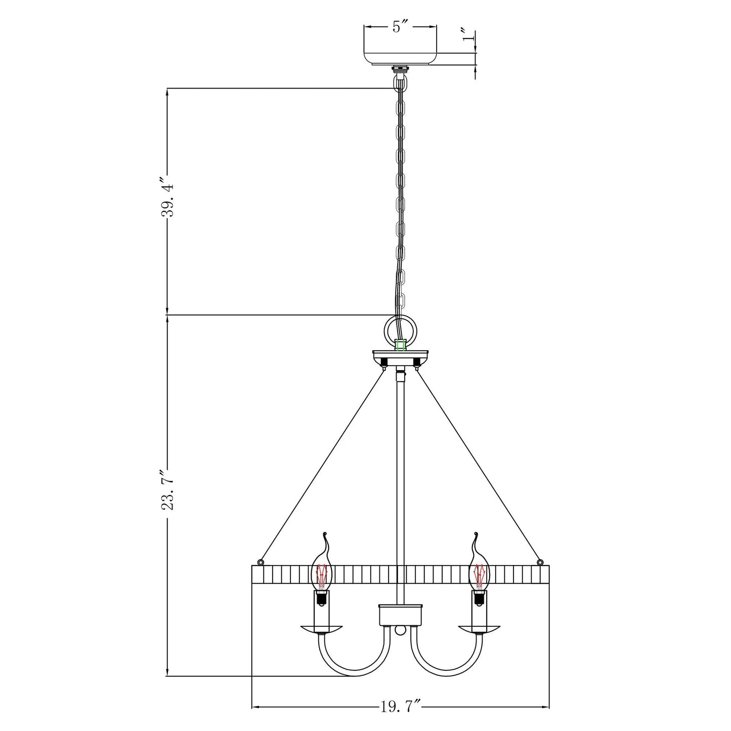 4-Light Iron Modern Island Pendant Lighting with Acrylic Lens