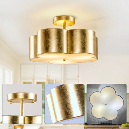 Golden Modern Semi Flush 3-Light Ceiling Lighting, view 5