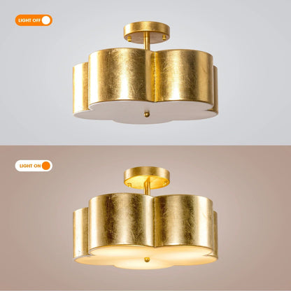 Golden Modern Semi Flush 3-Light Ceiling Lighting, view 6