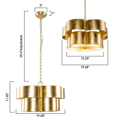 Golden 5-Light Iron Dry Rated Island Pendant Lighting