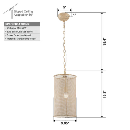 1-Light Wooden Beads Farmhouse Beige Dry Rated Island Pendant Lighting