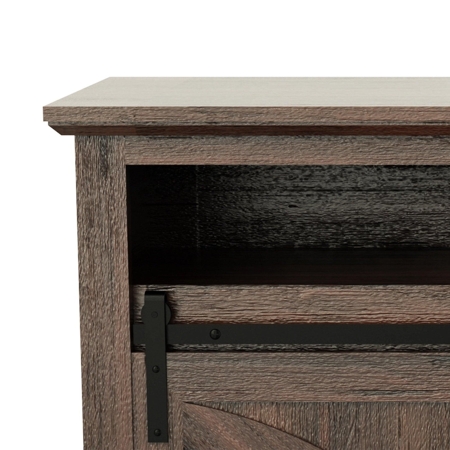 68" Farmhouse TV Stand with Double Sliding Barn Doors for Living Room