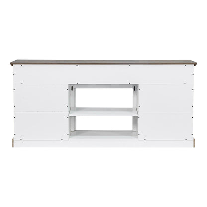 68" Farmhouse TV Stand with Double Sliding Barn Doors for Living Room