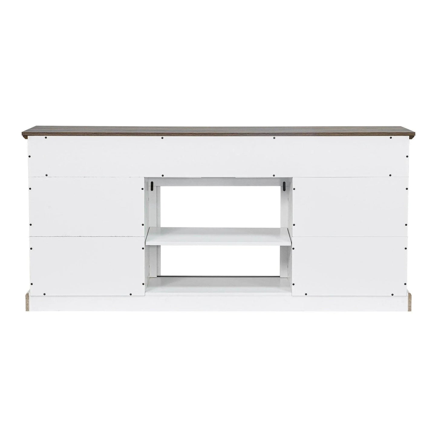 68" Farmhouse TV Stand with Double Sliding Barn Doors for Living Room