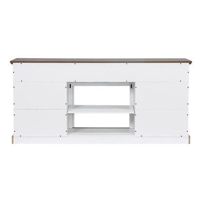 68" Farmhouse TV Stand with Double Sliding Barn Doors for Living Room