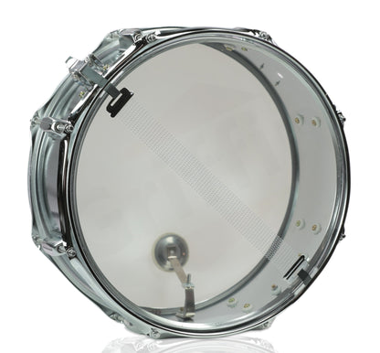 Metal Snare Drum by GRIFFIN | 14" x 5.5" inch Steel Chrome Shell | 8 Tuning Lugs & Snare Throw Off Strainer Set | Musical Instrument Kit & Drummers Key | Marching Percussion Hardware & Drum White Head