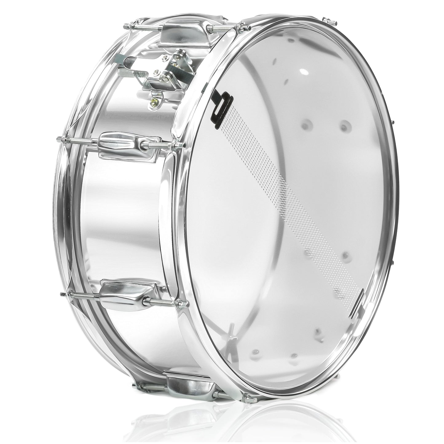 Metal Snare Drum by GRIFFIN | 14" x 5.5" inch Steel Chrome Shell | 8 Tuning Lugs & Snare Throw Off Strainer Set | Musical Instrument Kit & Drummers Key | Marching Percussion Hardware & Drum White Head