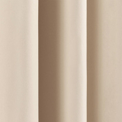 52 x 54 inch Solid Beige Cream Thermal Blackout Curtain Panels - Set of 2