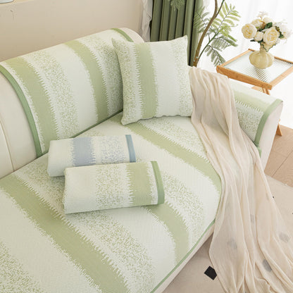 Striped Non-Slip Cooling Couch Cover, Summer Couch Pads for Seat Back Armrest