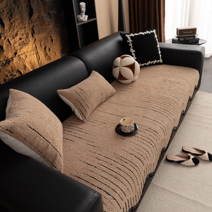 Textured Sofa Seat Cover with Wave Edge – Non-Slip, Washable Couch Throw Protector