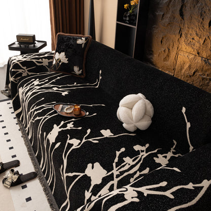Modern Abstract Floral Sofa Throw Blanket, Decor Furniture Protector for Living Room