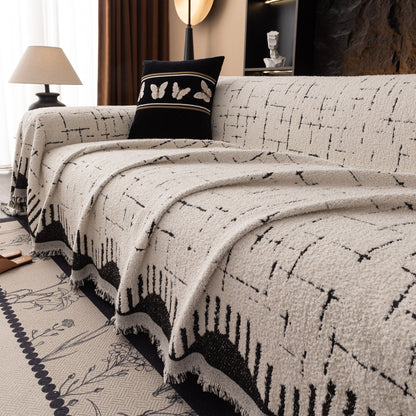 Chenille Sofa Cover Throw Blanket Woven Textured Decorative Furniture Slipcover