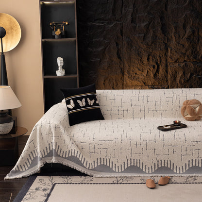 Chenille Sofa Cover Throw Blanket Woven Textured Decorative Furniture Slipcover