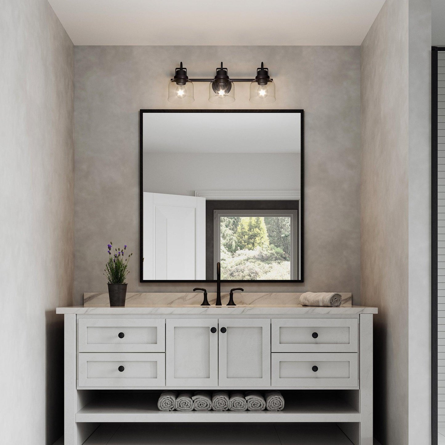 Brighton 3-Light Dark Bronze Dimmable Bathroom Vanity Light