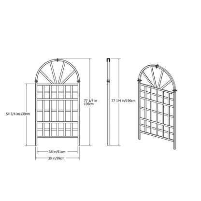 77-inch Outdoor Light Brown Vinyl Lattice Garden Trellis with Arched Top
