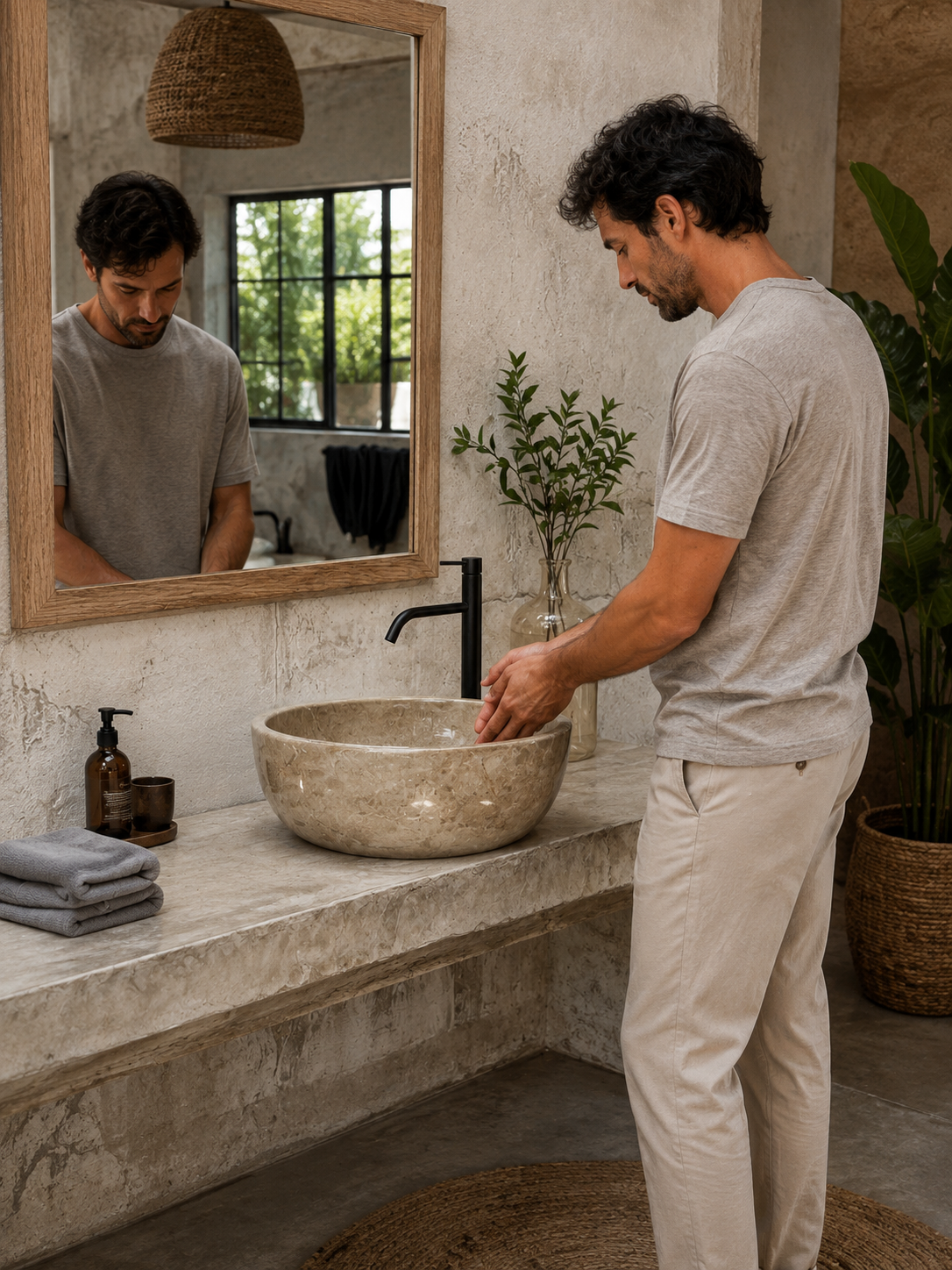 Beige Marble Sink