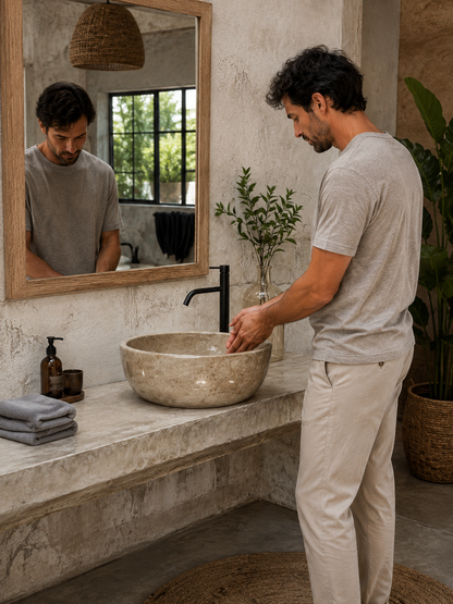 Beige Marble Sink