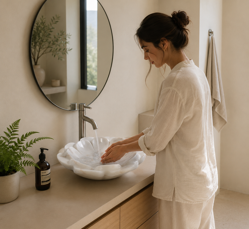 Flower Marble Sink