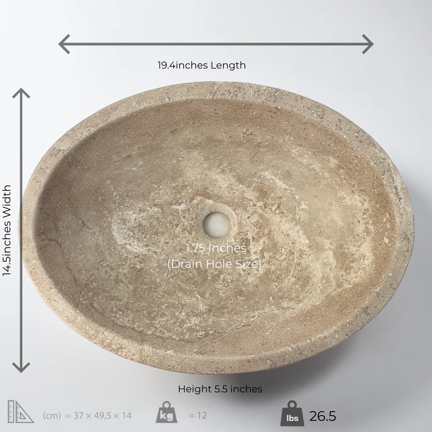 Mocha Travertine  Sink