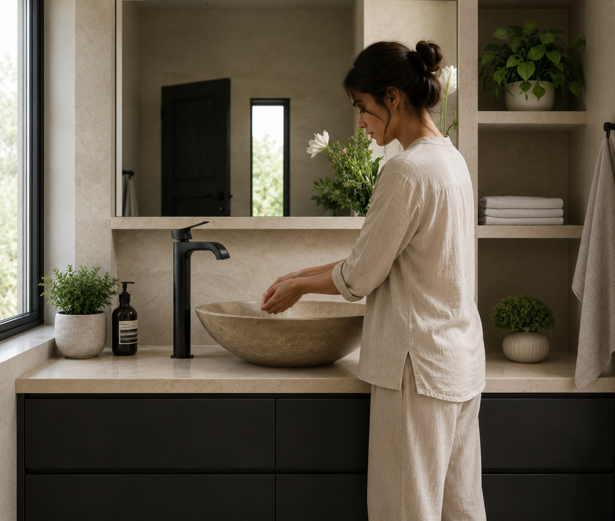 Mocha Travertine  Sink