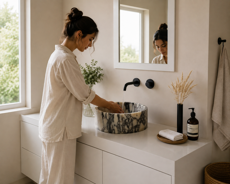 Calacatta Viola Marble Sink