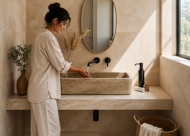 Custom Travertine Sink