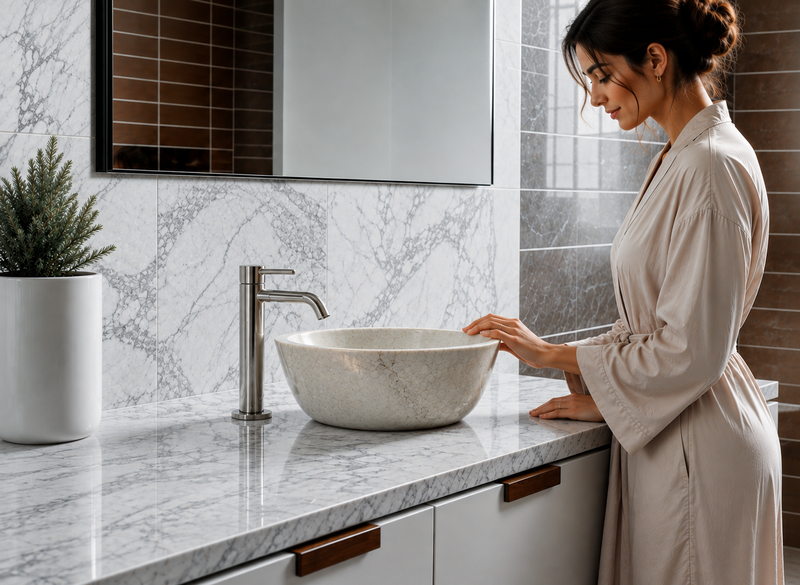 Beige Marble Sink