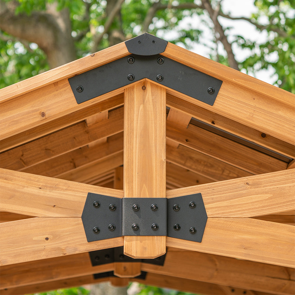 [12X20FT] Alora Premium All Cedar Wooden Carport Pavilion Gazebo With Sloped Hardtop Steel Roof (92758314)